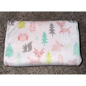 Cloud Island Baby Girl Blanket Pink‎ Woodland White Owl Tree Deer Bunny Sherpa